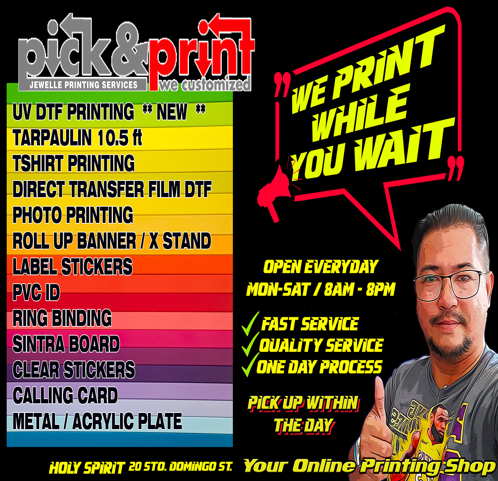 JJ Pick n Print Facebook ad: One Day Process