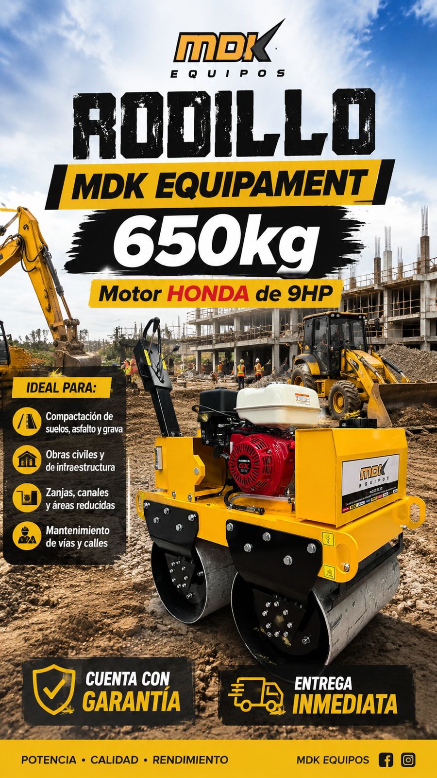 Maocsa De Occidente Facebook ad: RODILLO VIBRATORIO DOBLE 650 kg / MDK EQUIPMENTβ¦