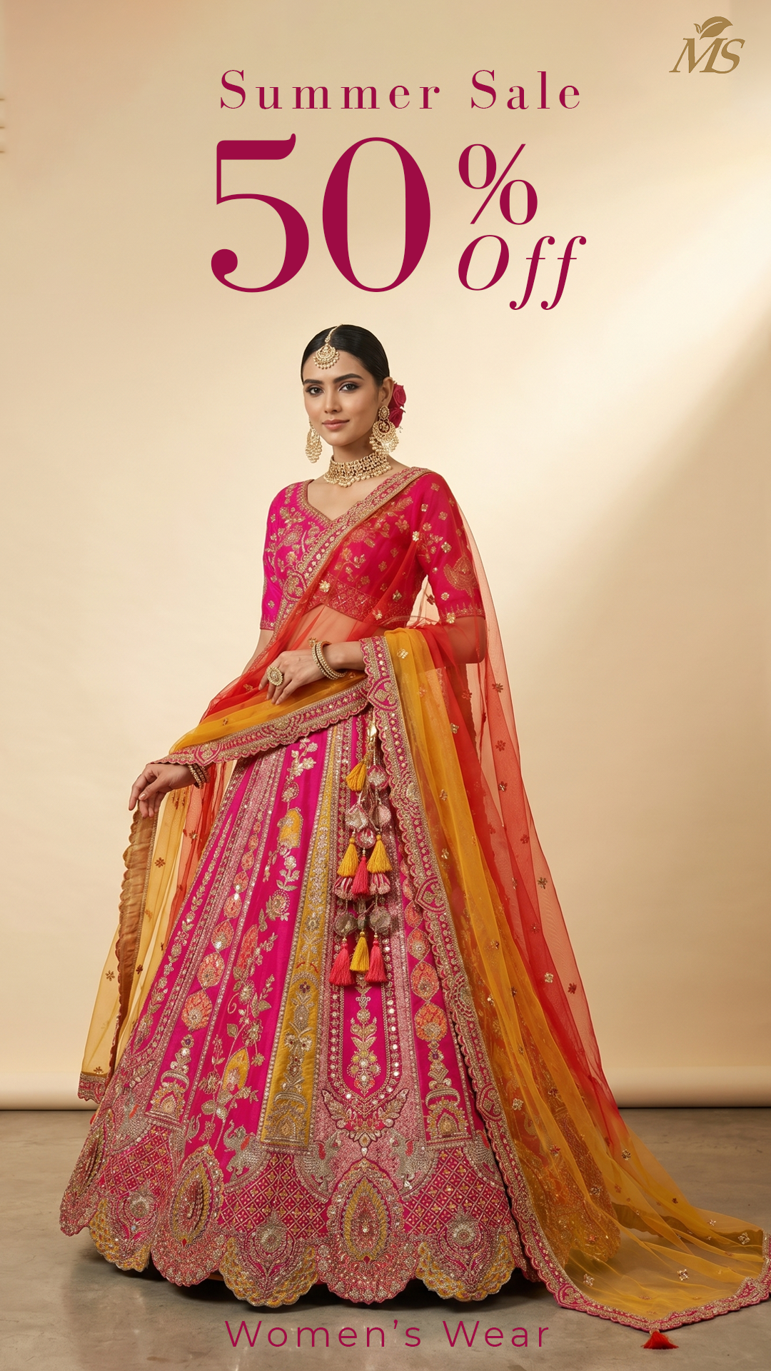 Mangla Sons GGN Facebook ad: SALE ALERT: FLAT 50% OFF ON EVERYTHING!