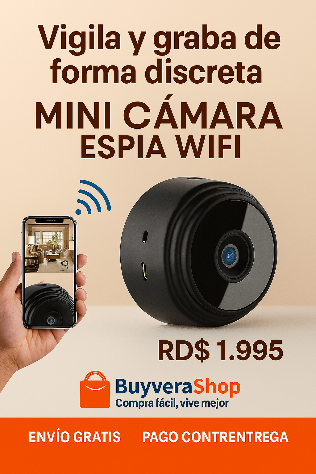 BuyveraShop Facebook ad: Mini Cámara Espía WiFi Full HD