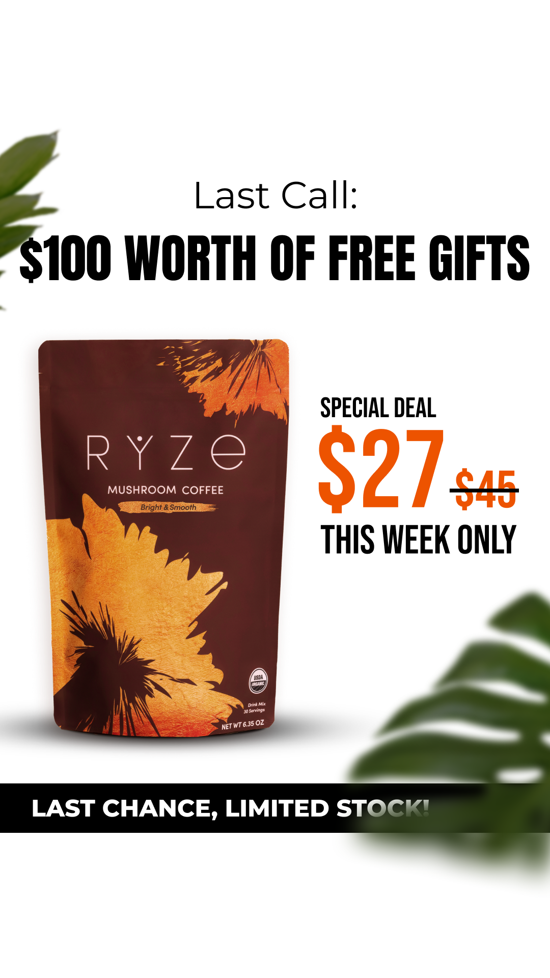 RYZE Superfoods Facebook ad
