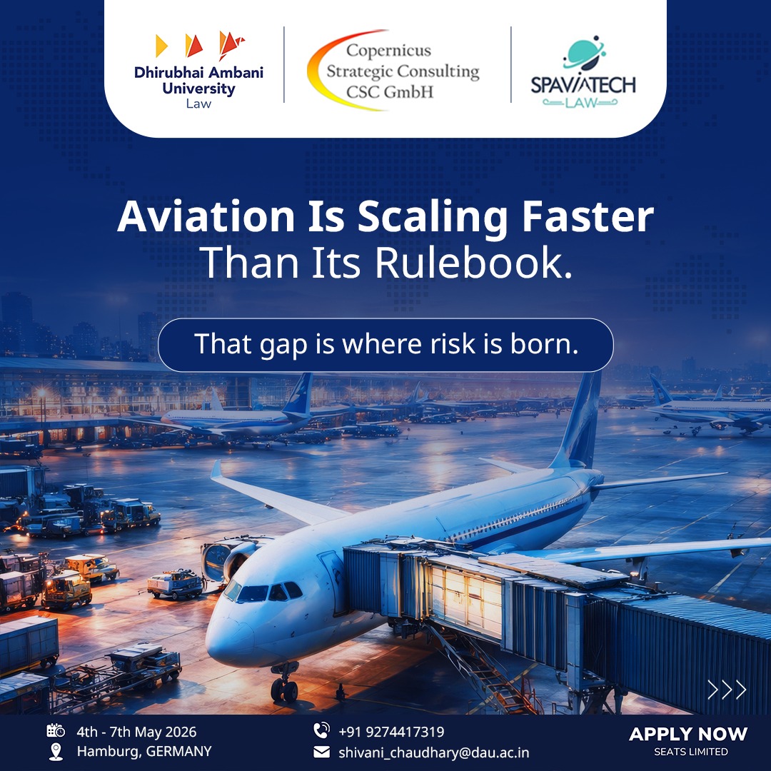 Dhirubhai Ambani University - School of Law Facebook ad: Lead aviation with confidence, compliance, and global…