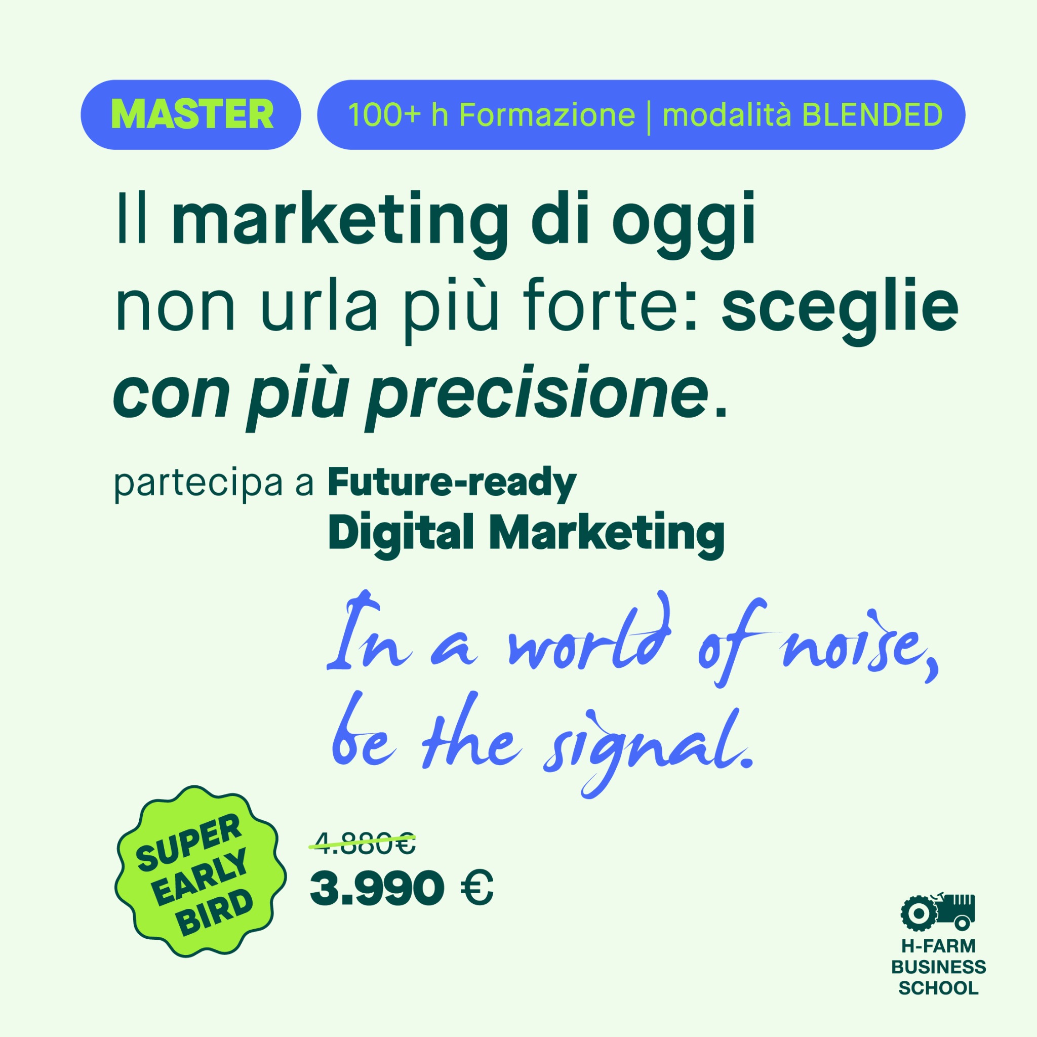 H-FARM Business School Facebook ad: Esci dall'aula con un Portfolio reale