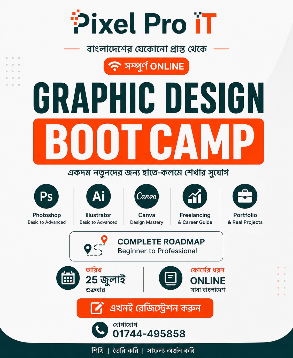 Pixel Pro it Facebook ad: বাংলাদেশের যেকোনো জেলা থেকে সম্পূর্ণ ফ্রিতে Graphics Design…