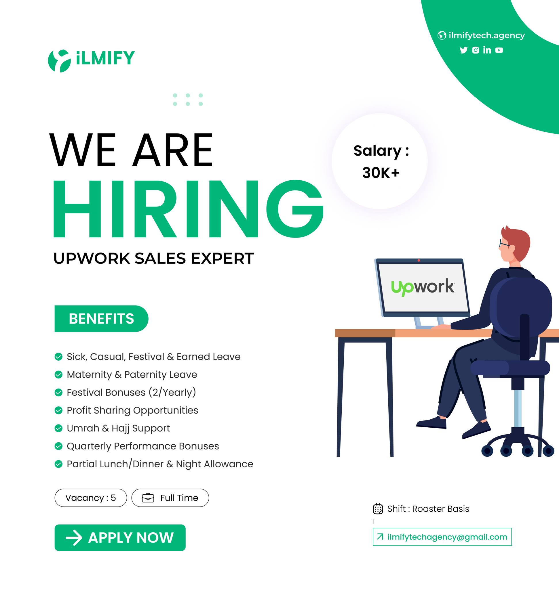 ilmifyTech Agency Facebook ad: ilmifyTech Agency is 𝐇𝐢𝐫𝐢𝐧𝐠, Upwork Sales Experts