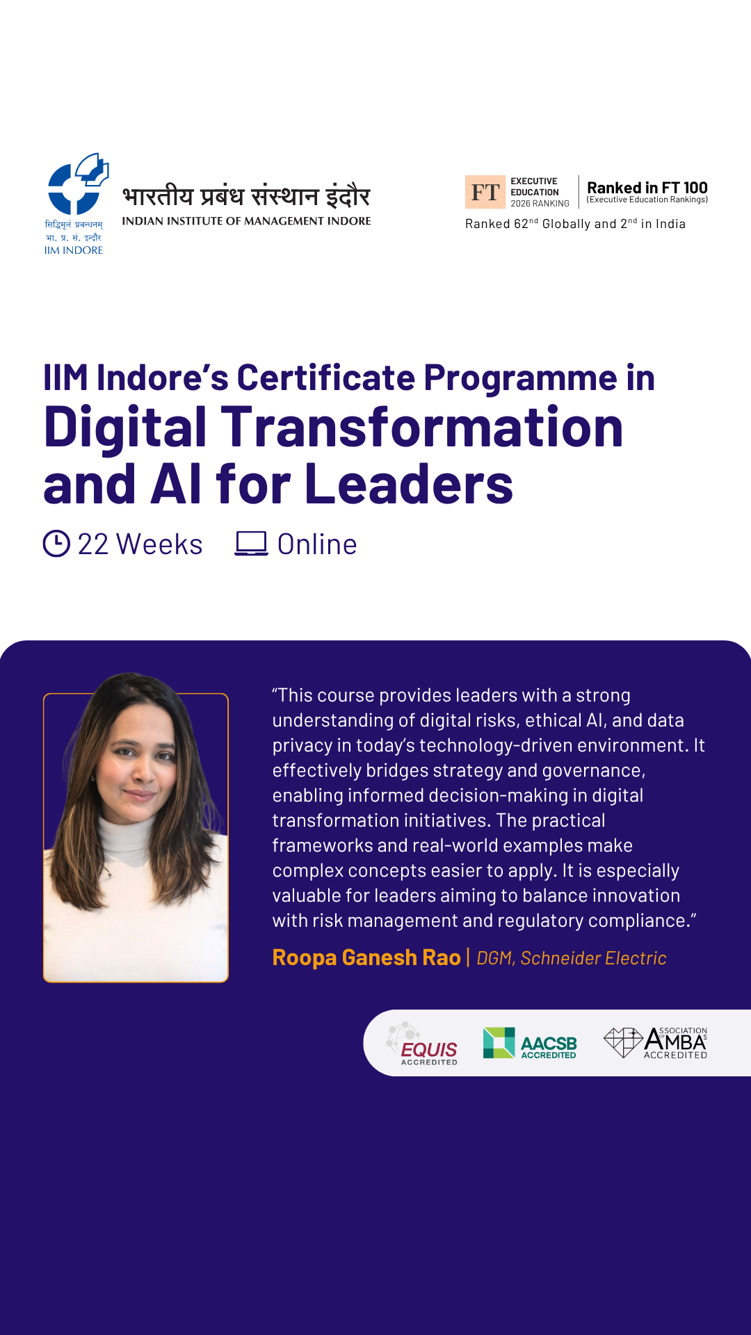 IIMI Certificate Programme in Digital Transformation and AI for Leaders Facebook ad from Jun 25, 2026