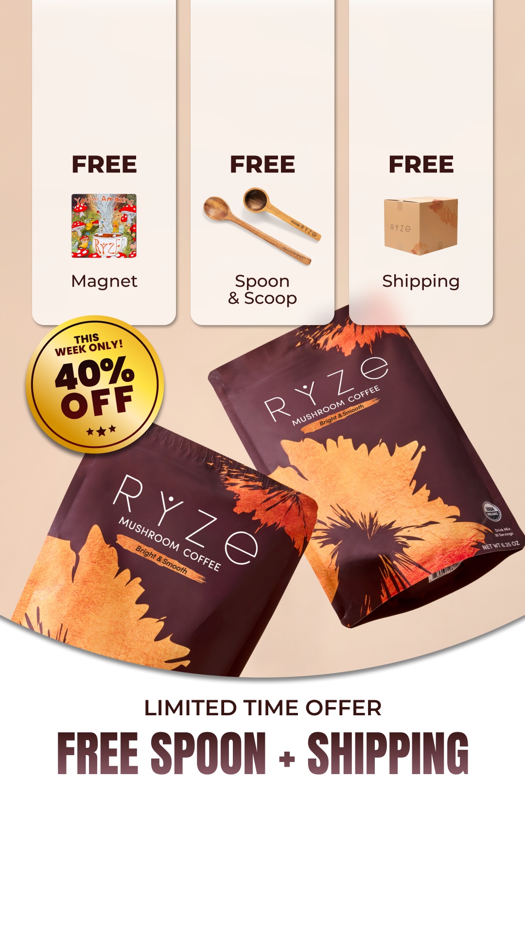 RYZE Superfoods Facebook ad