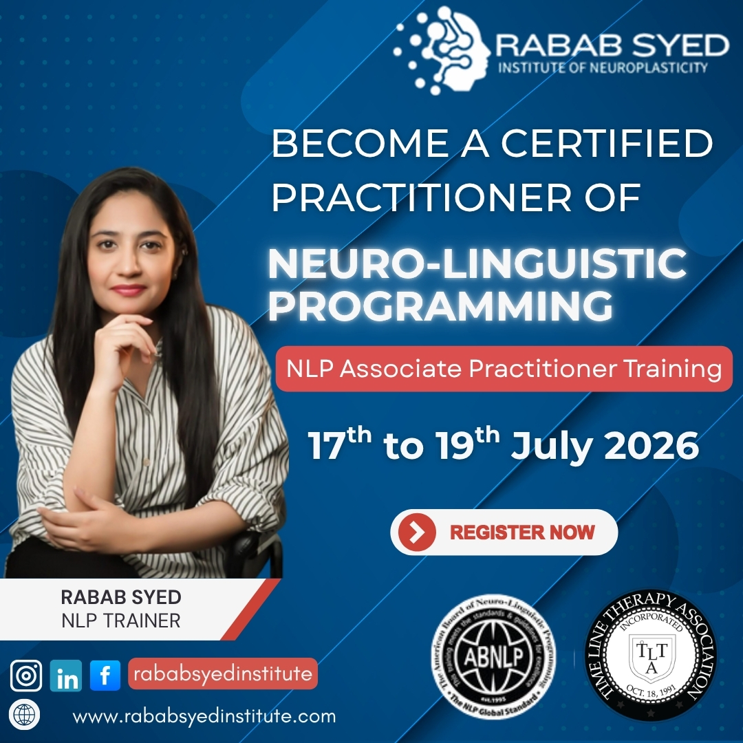 Rabab Syed Institute of Neuroplasticity Facebook ad: Become an Internationally Certified NLP Associate…