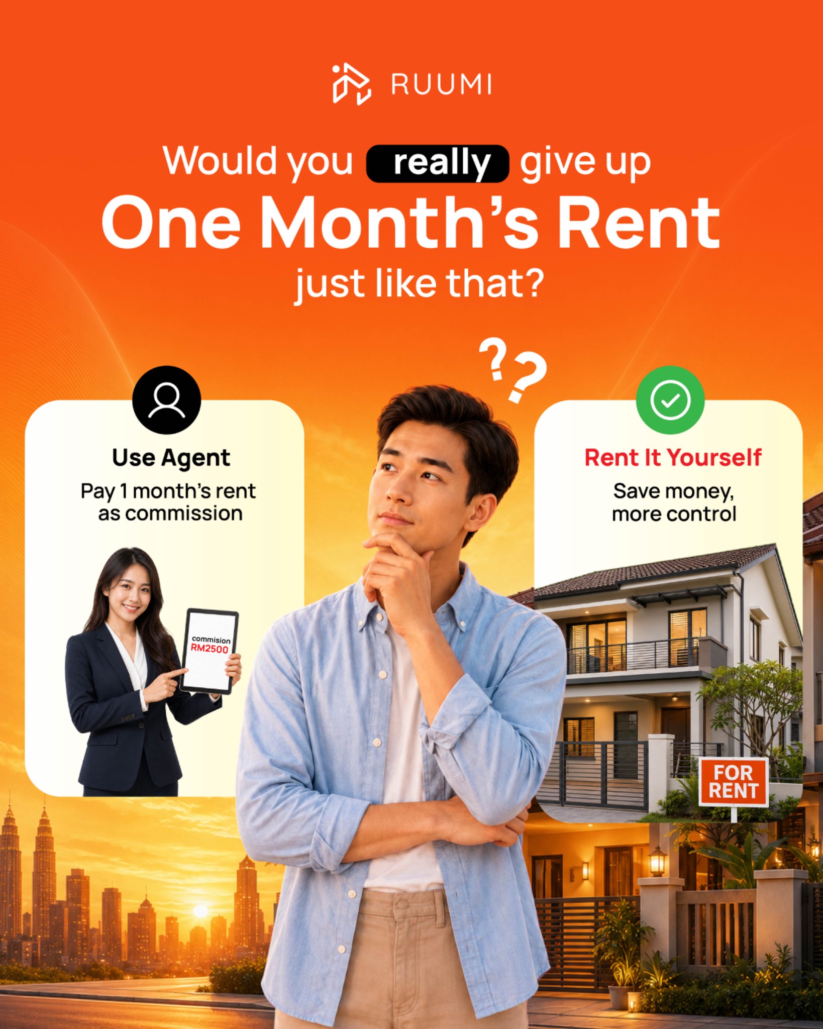 RUUMI Experience Facebook ad: Would you really give up one month's rent…