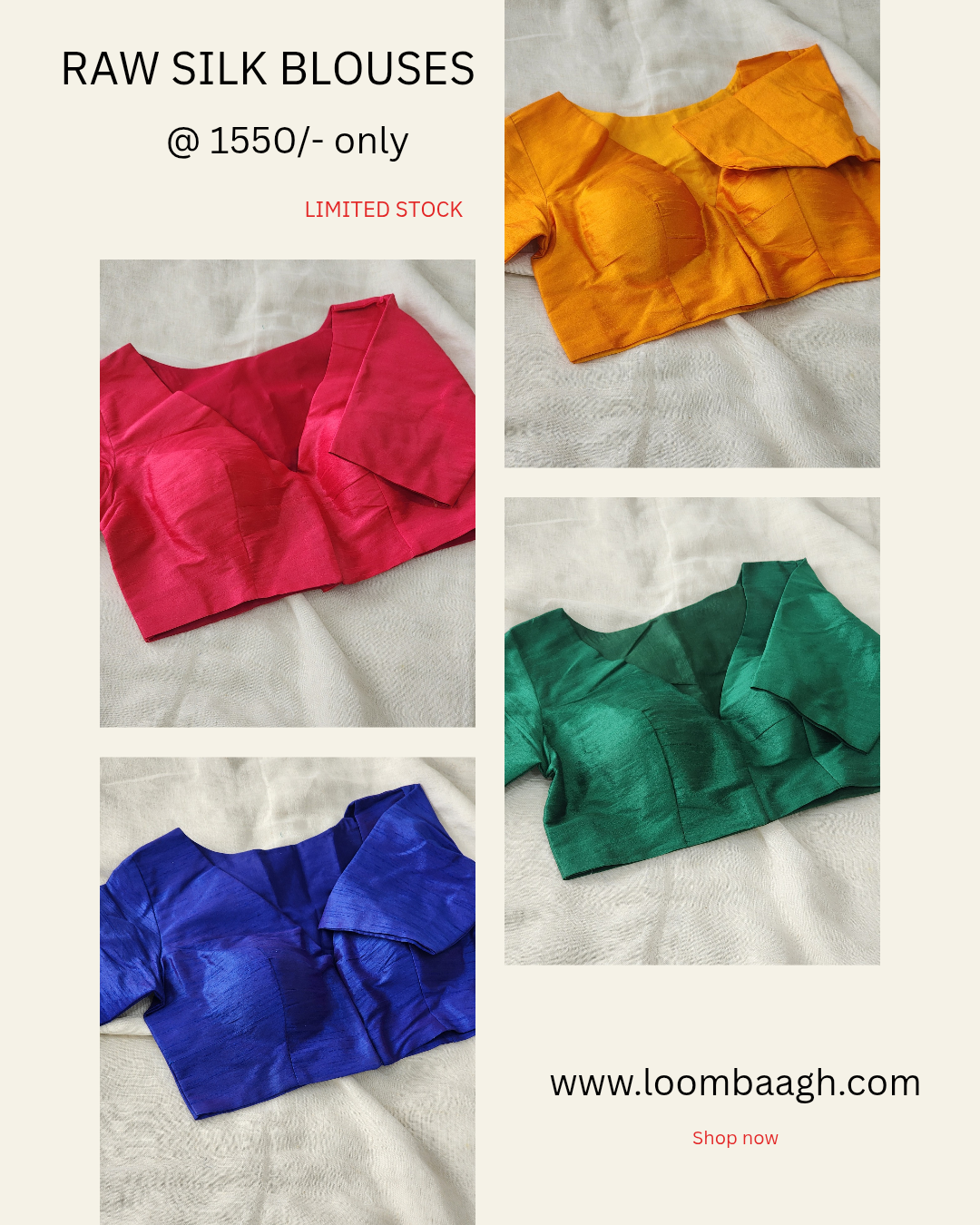 Loom Baagh Facebook ad: Blouses | Starting at ₹1,550