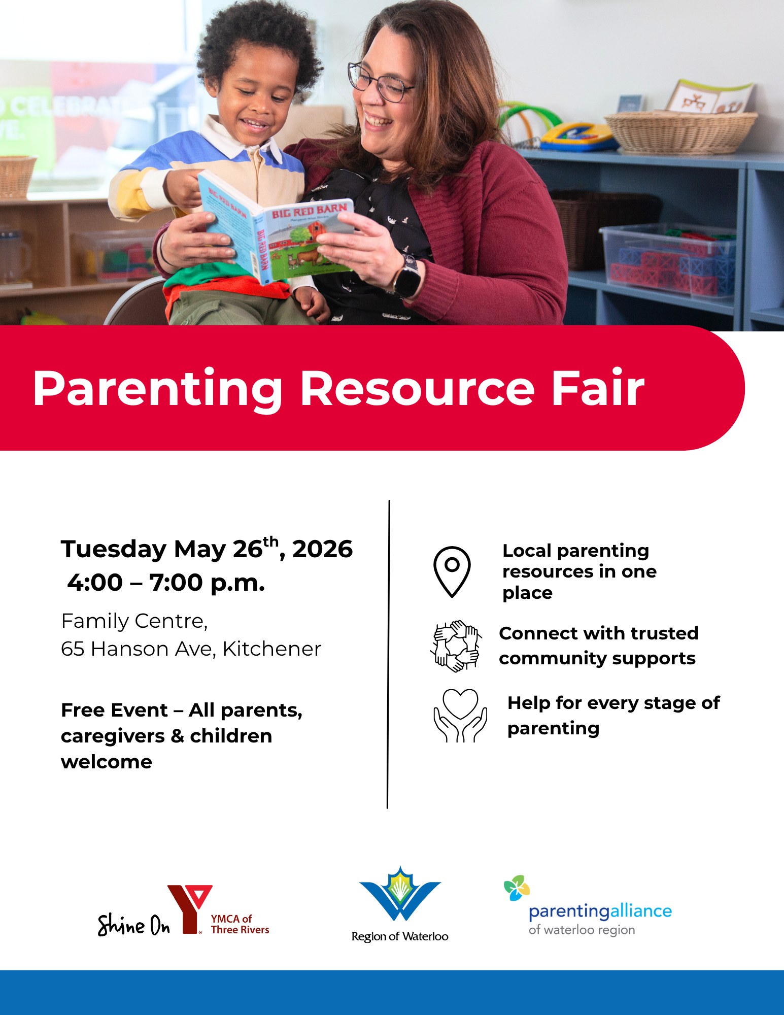 YMCA of Three Rivers - Waterloo Region Facebook ad: Join us at the Parenting Resource Fair!