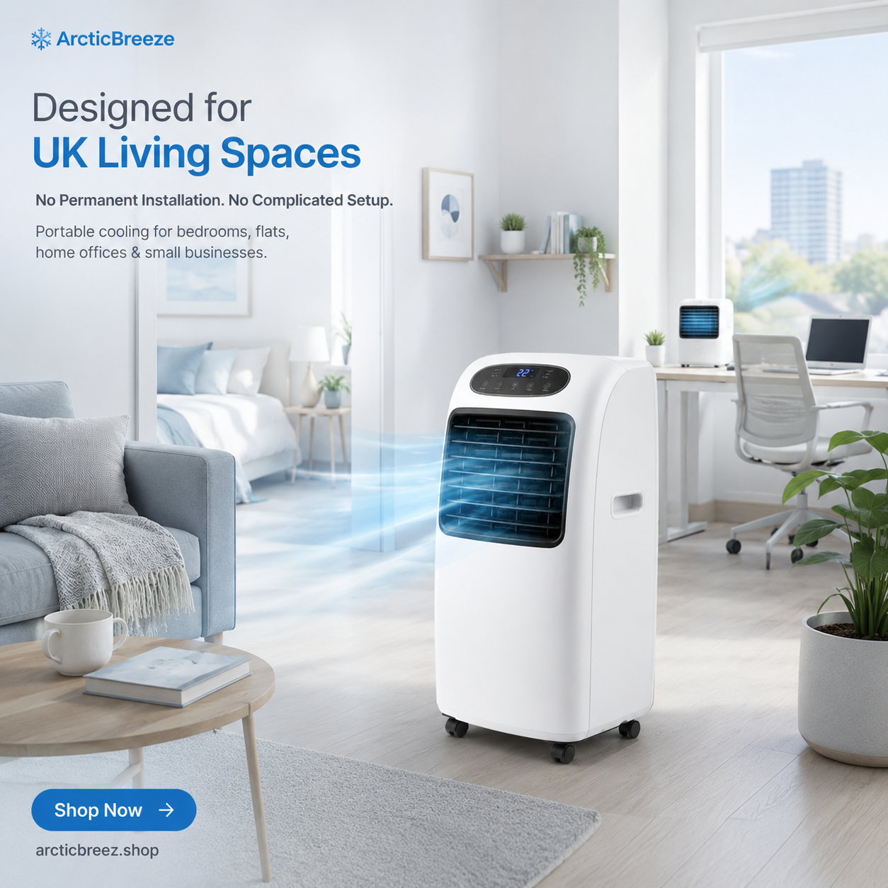 ArcticBreeze Facebook ad: No Installation, Just Cooler Air