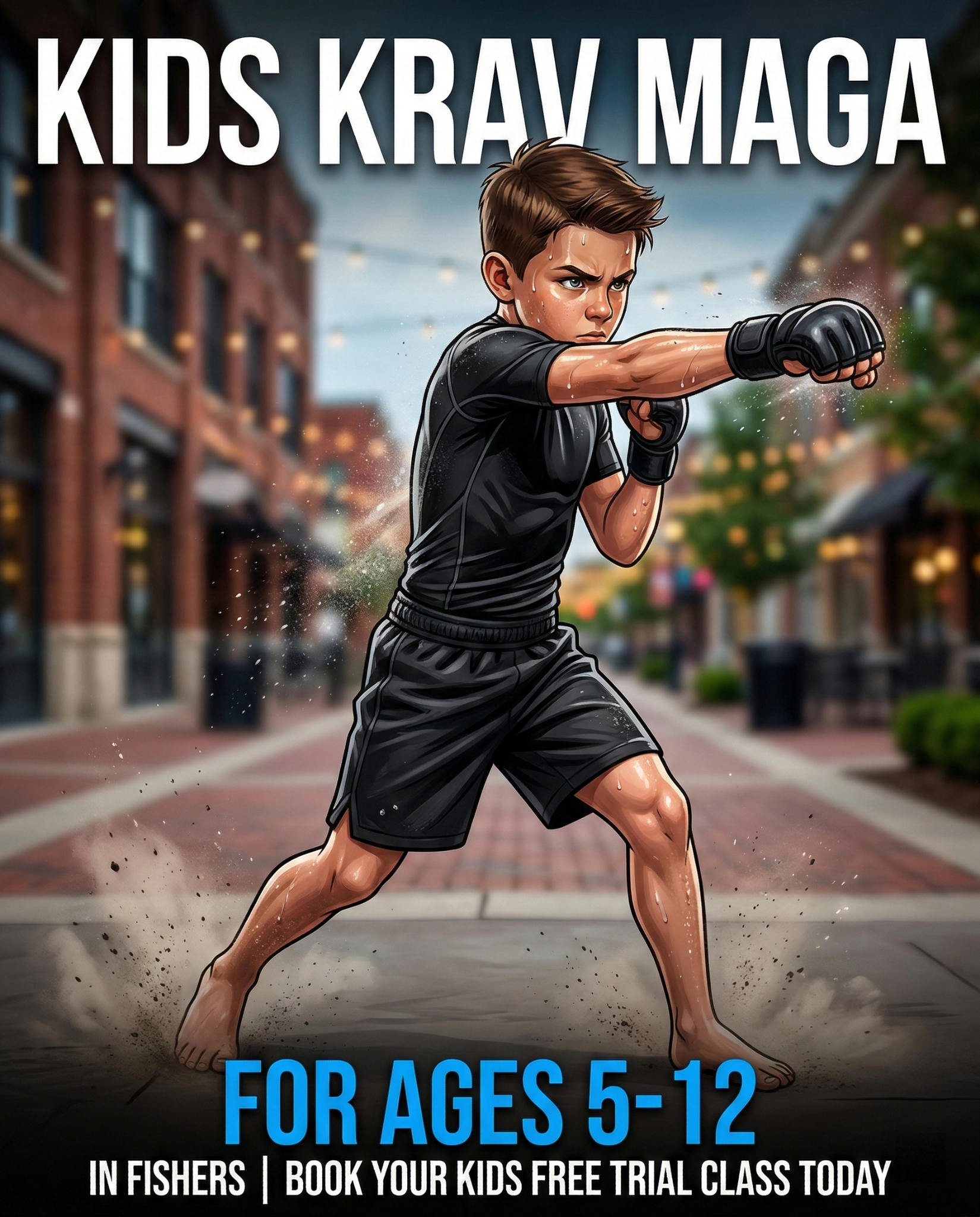 Krav Maga Worldwide Indianapolis Facebook ad: Free Kids Krav Maga Class in Fishers