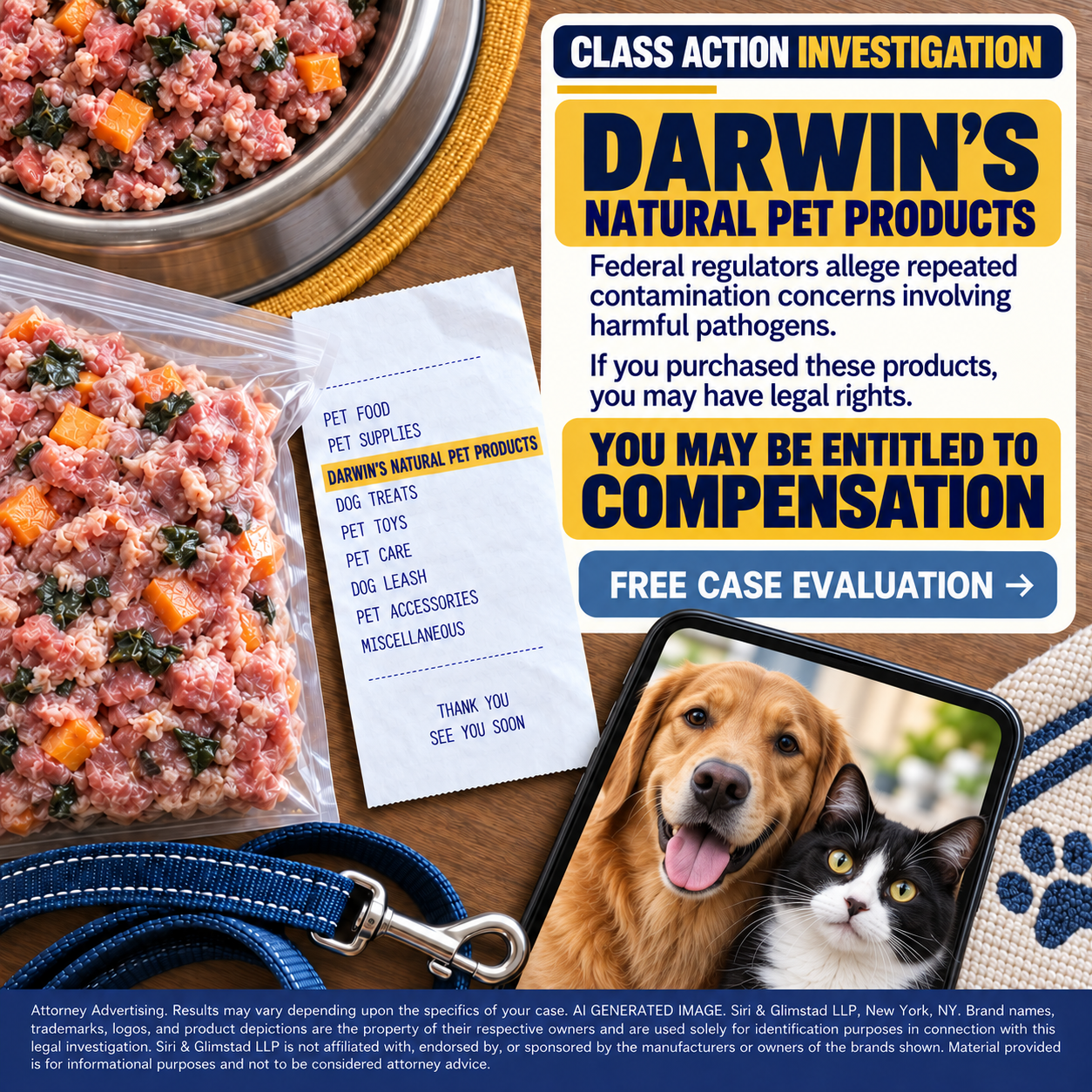 Join Class Actions Facebook ad: Alert: Contaminated Pet Food