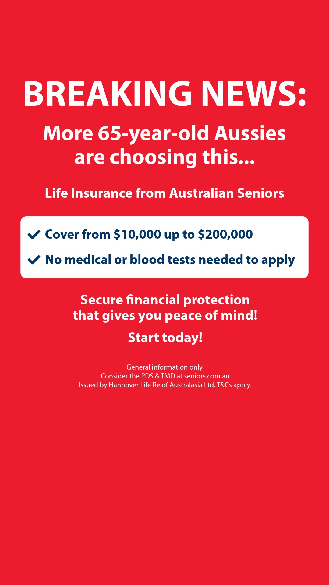 Australian Seniors Insurance Agency Facebook ad