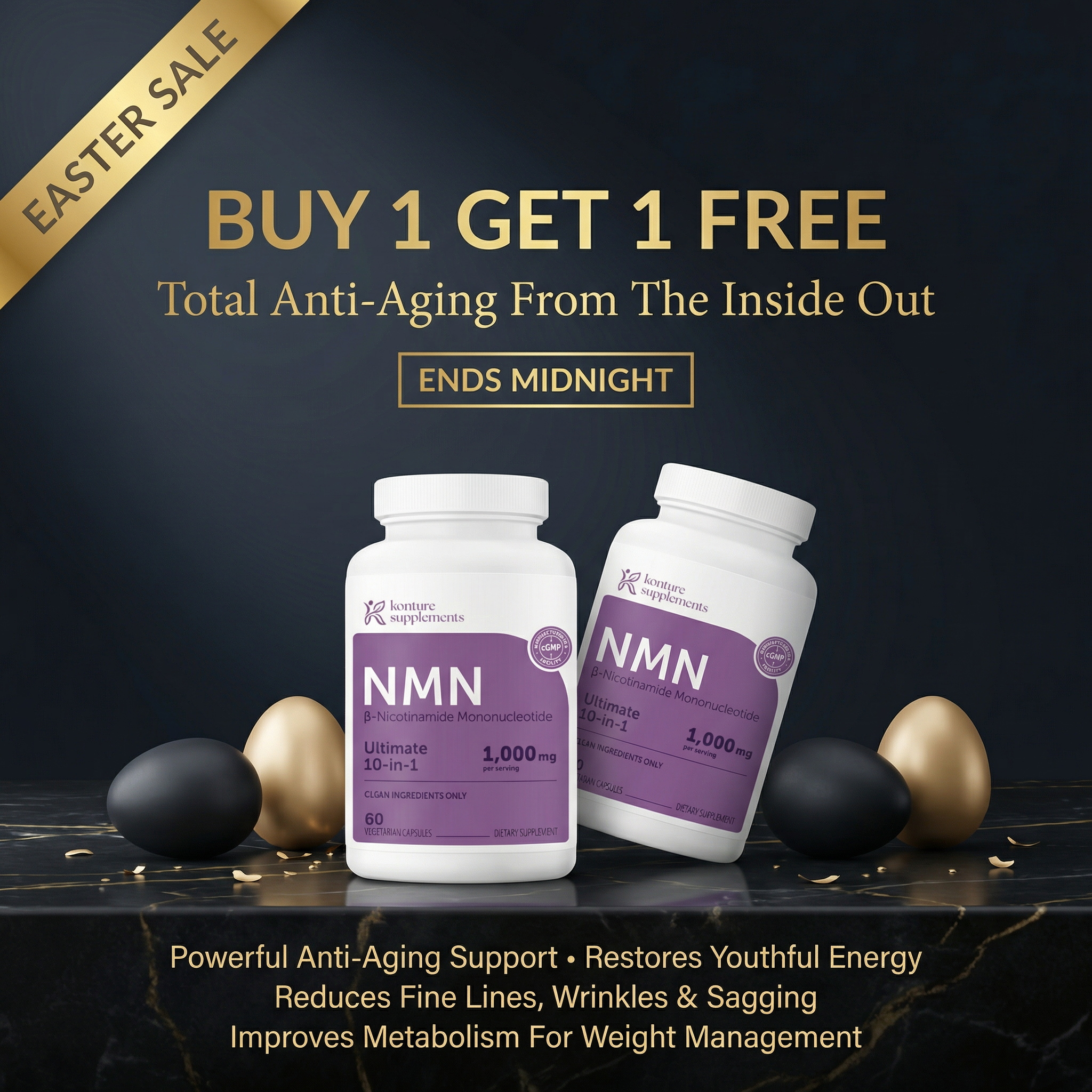 Konture Supplements Facebook ad: Buy 1 Get 1 FREE | Early Easter Sale (ENDS MIDNIGHT)