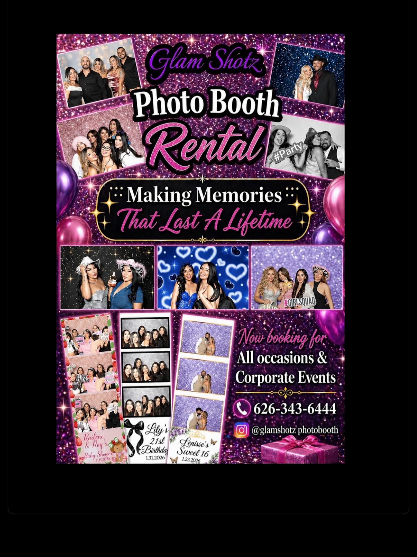 glamshotzphotobooth Facebook ad from May 6, 2026