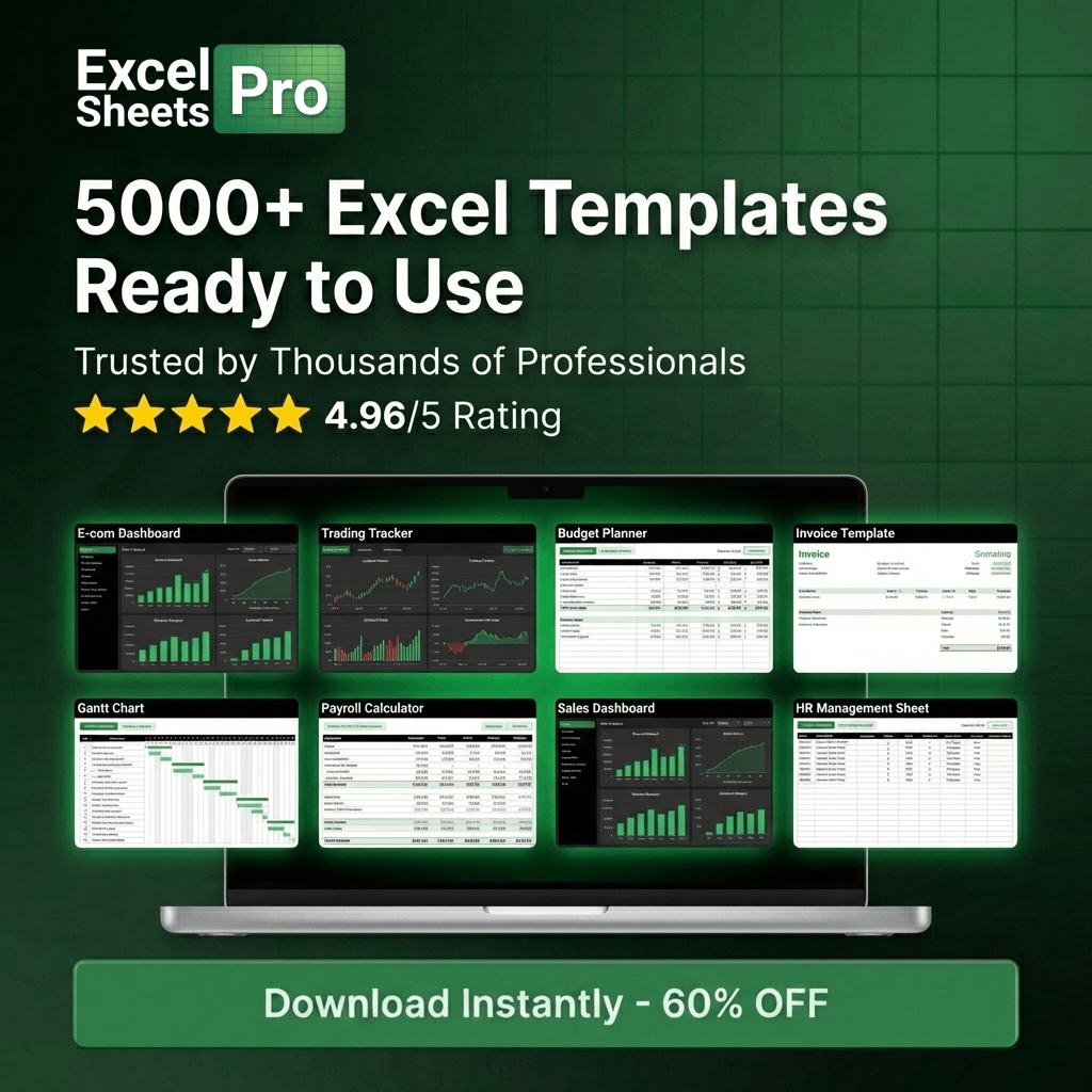 Excel Sheets Pro Facebook ad: 5000+ Excel Templates, Instant Download