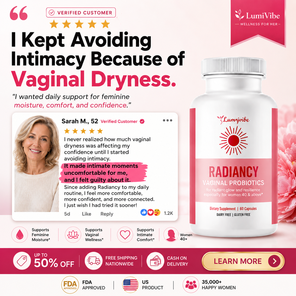 LumiVibe - Women's Wellness Facebook ad: Radiancy Vaginal Probiotics
