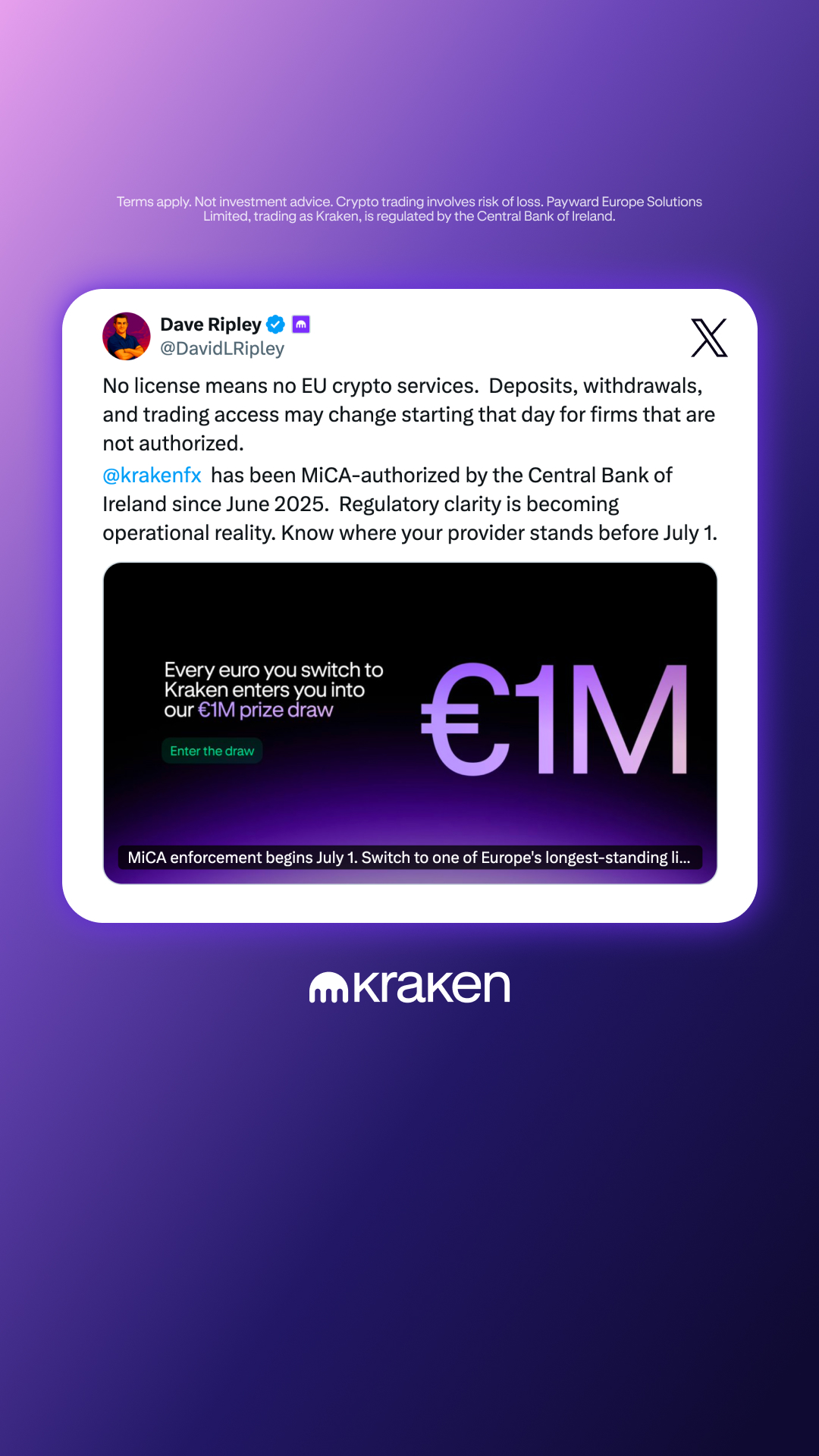 Kraken Digital Asset Exchange Facebook ad