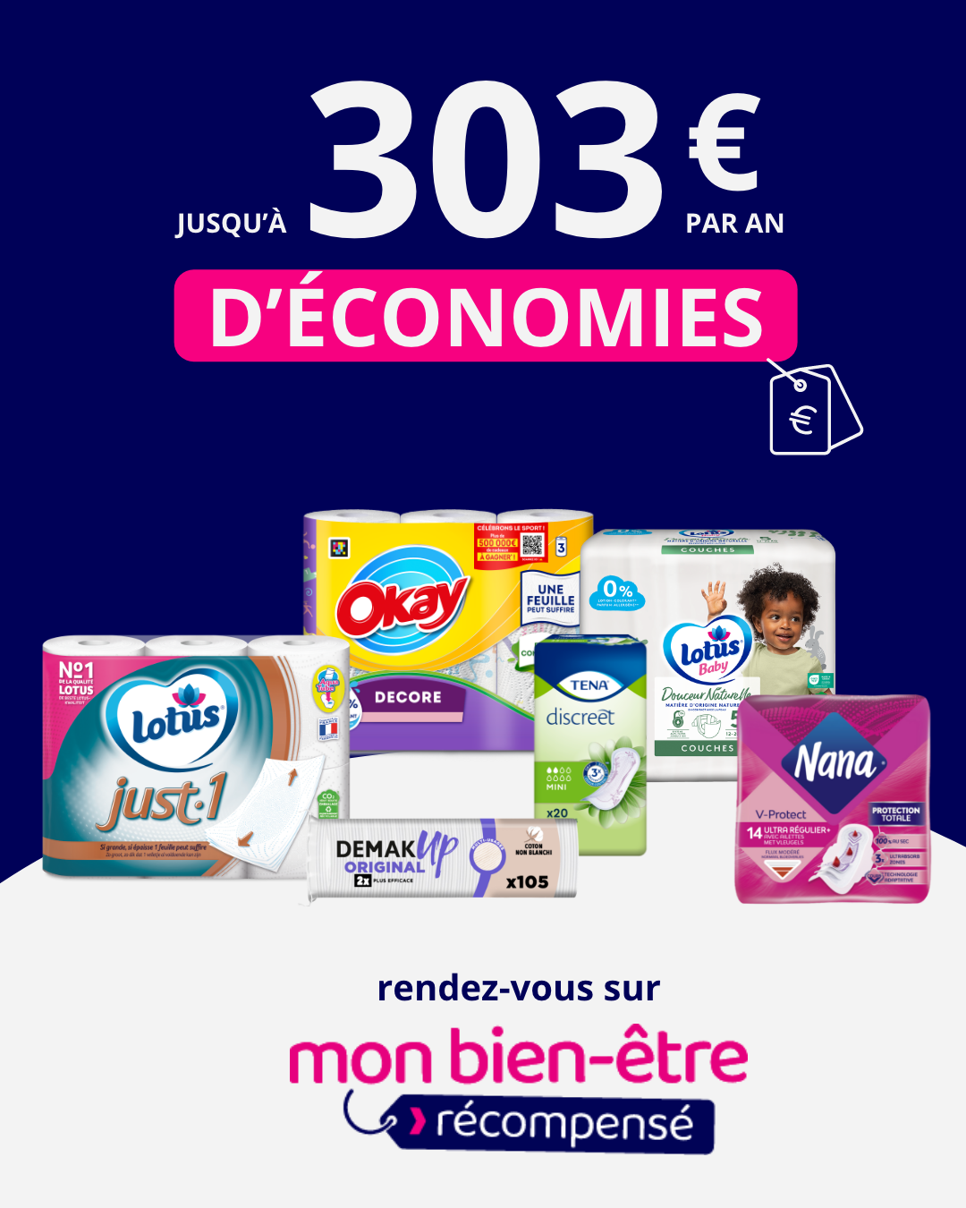 Mon bien-être récompensé Facebook ad: Faites des économies!