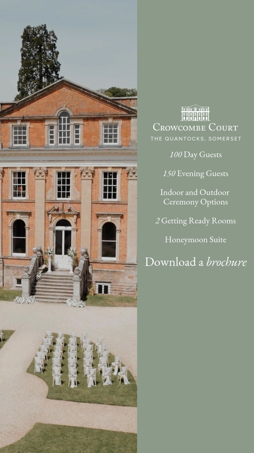Crowcombe Court Facebook ad: The wedding your guests will never forget!