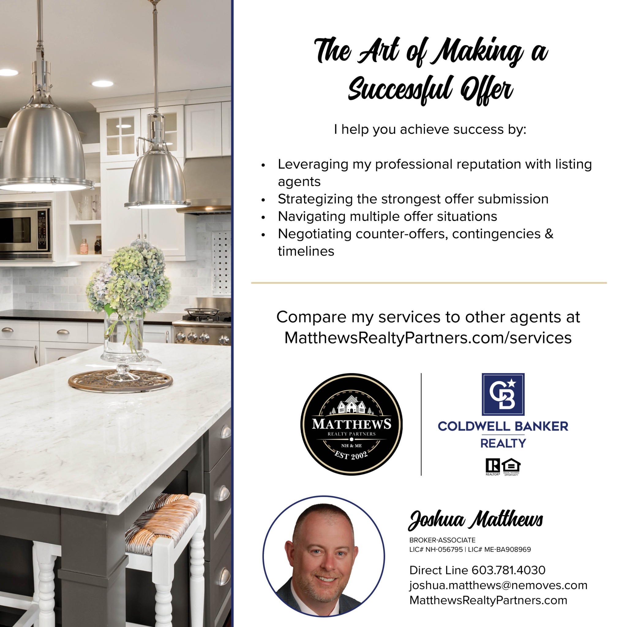 Joshua Matthews, Premier Properties at Coldwell Banker Facebook ad: Message or Call (603) 781-4030