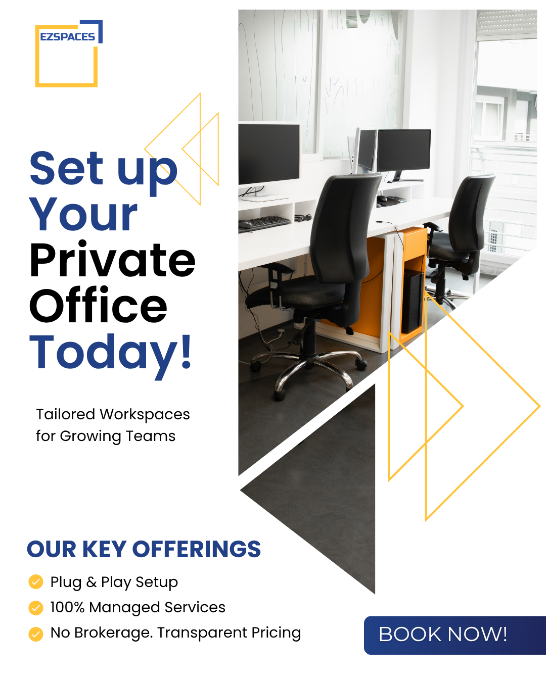 Ezspaces.in Facebook ad: Plug & Play setup