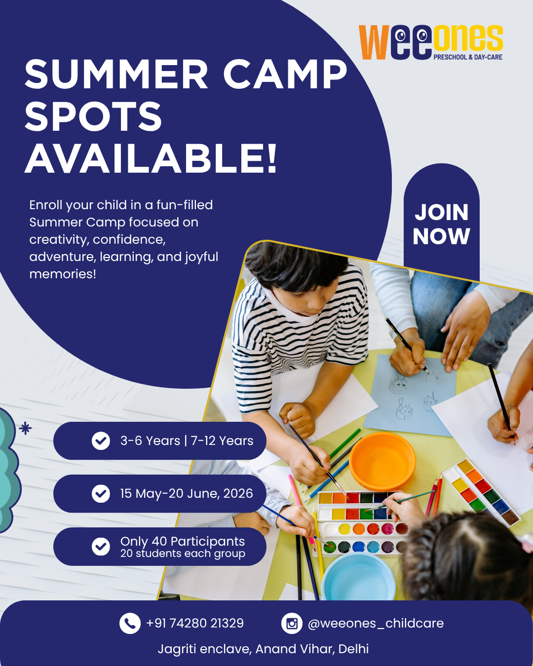 Weeones Preschool and Daycare Facebook ad: Give your child a summer full of fun…