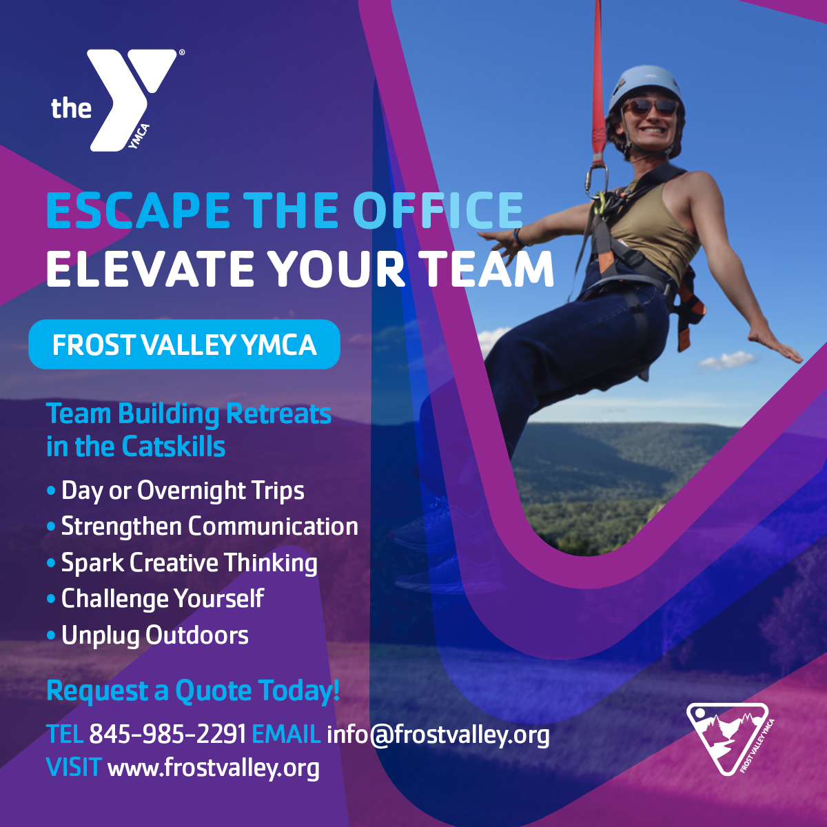 Frost Valley YMCA Facebook ad: Escape the Office.
