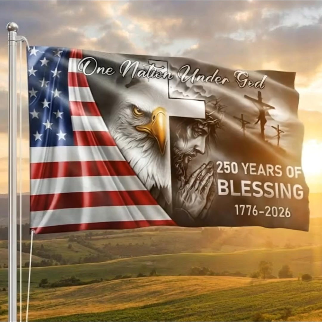 Flagwix.com Facebook ad: One Nation Under God, Celebrate 250 Years of Blessing &…