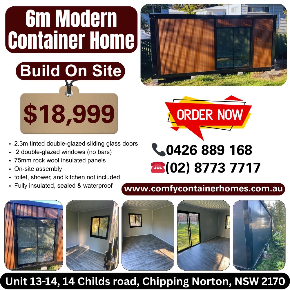 Comfy Container Homes Facebook ad: Need a Modern Container Home Built On-Site in…