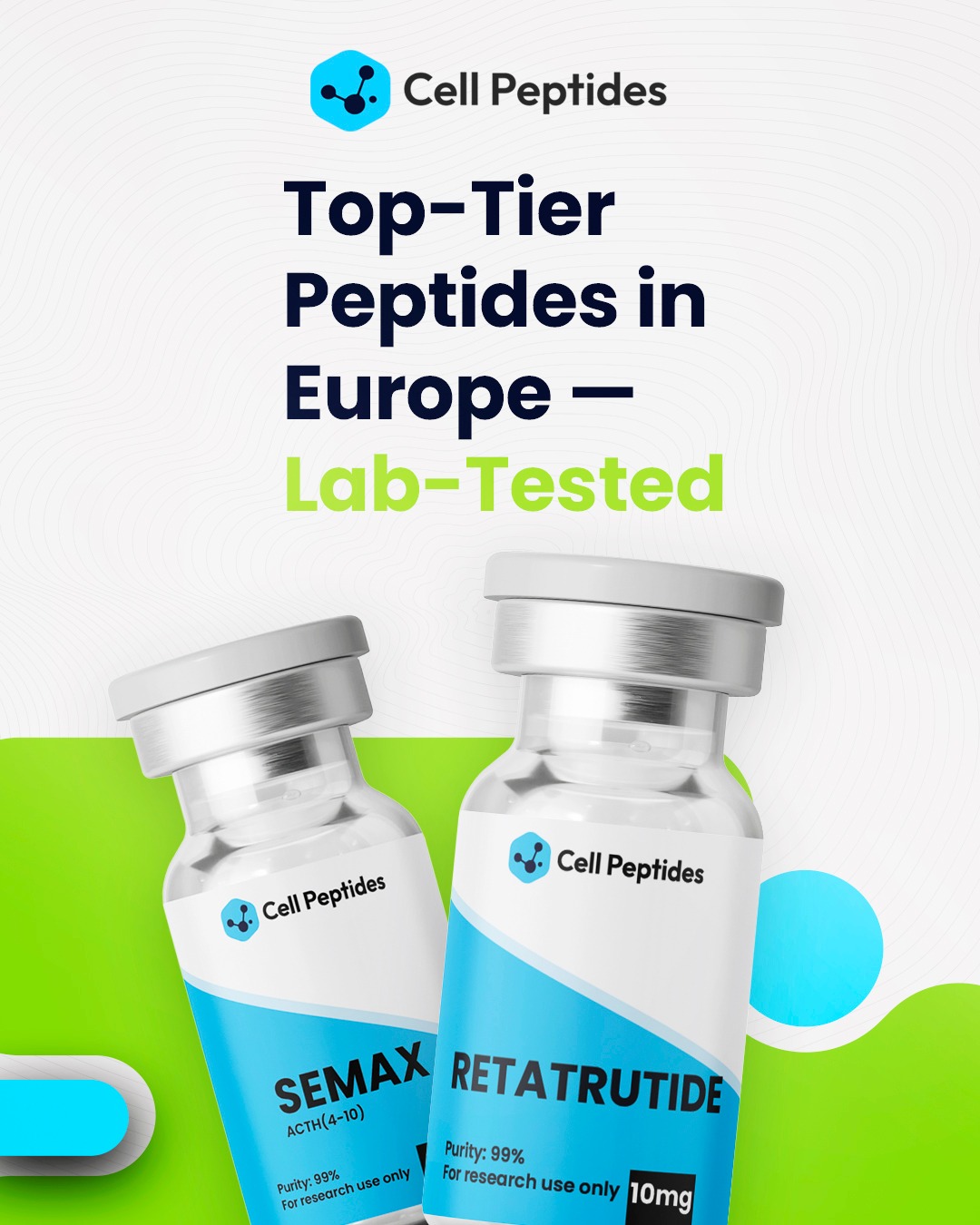 CellPeptides Facebook ad: 99% pure peptides