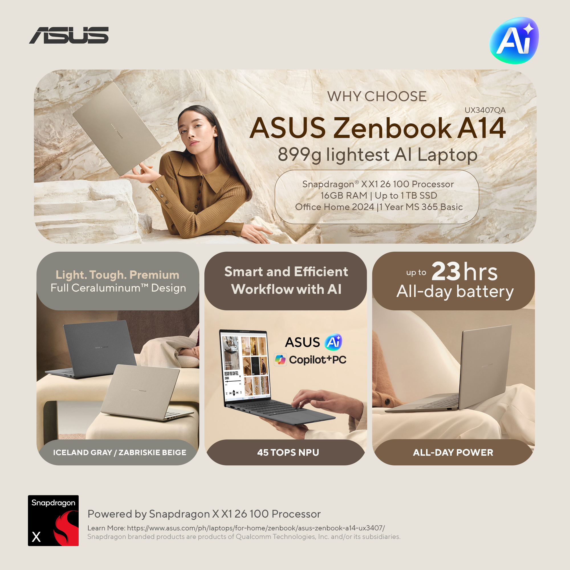 ASUS Facebook ad: Featherlight. Future-ready.