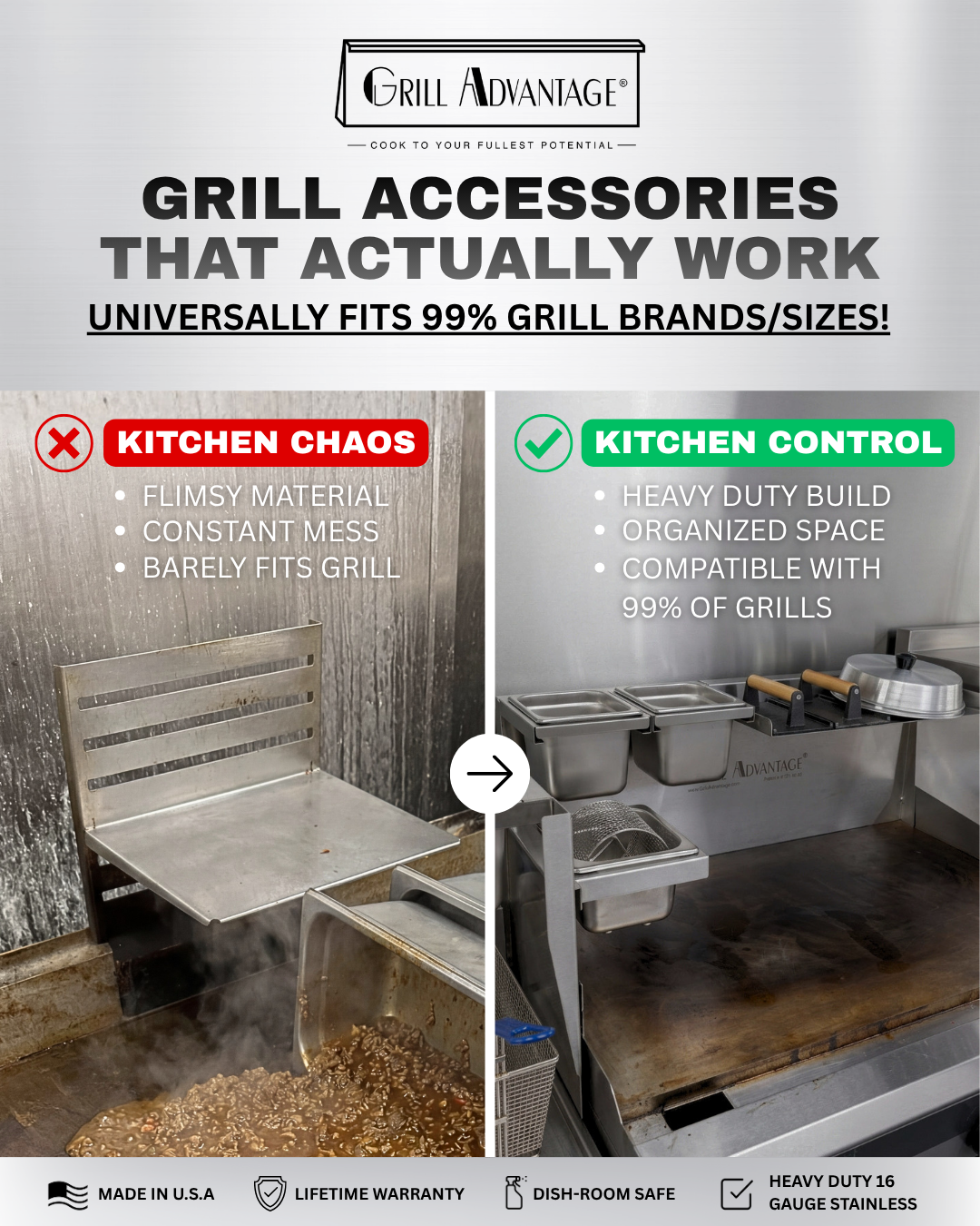 thegrilladvantage Facebook ad: Keep everything you need right on the grill.