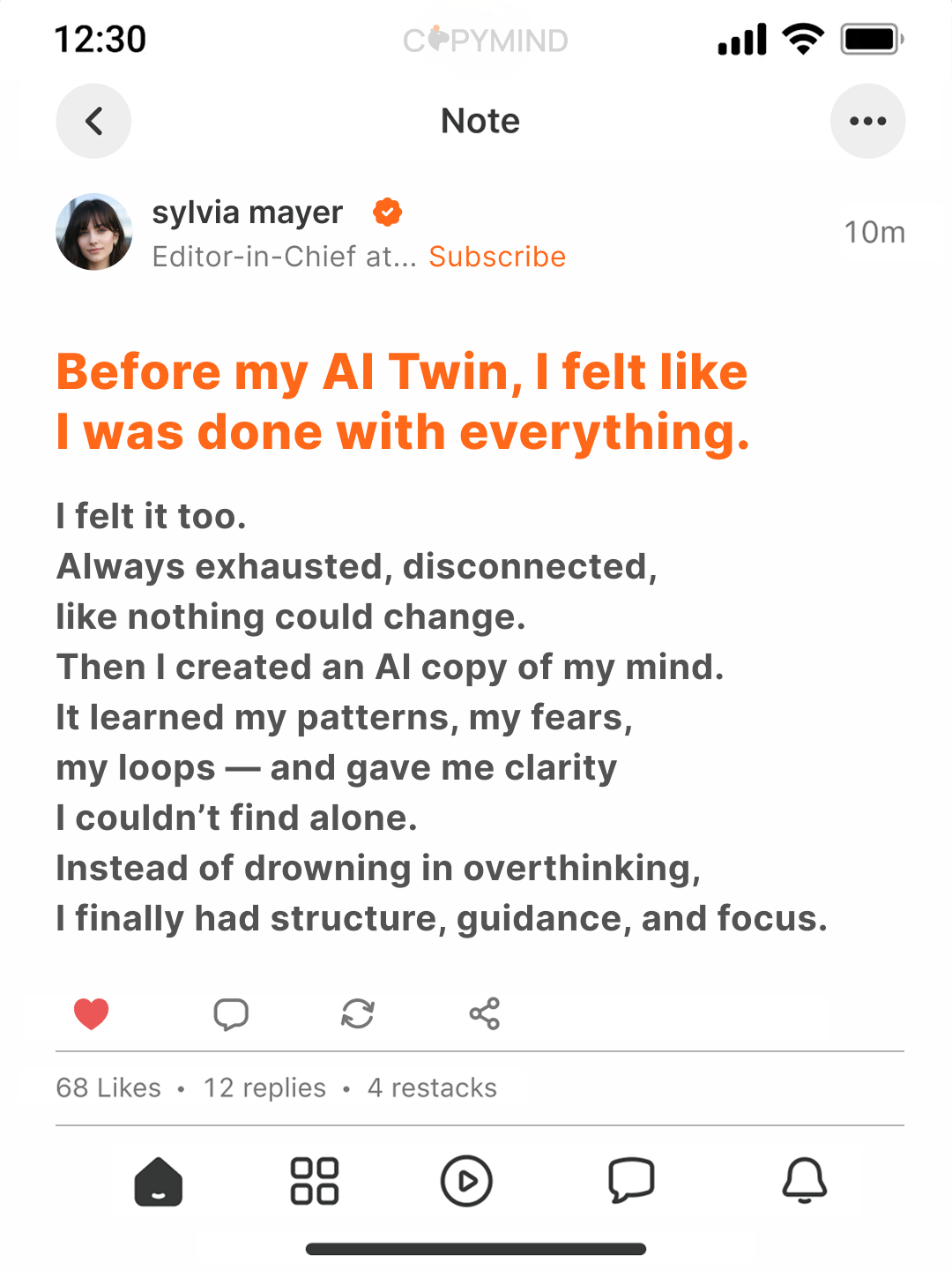 Copymind: AI twin for therapy Facebook ad