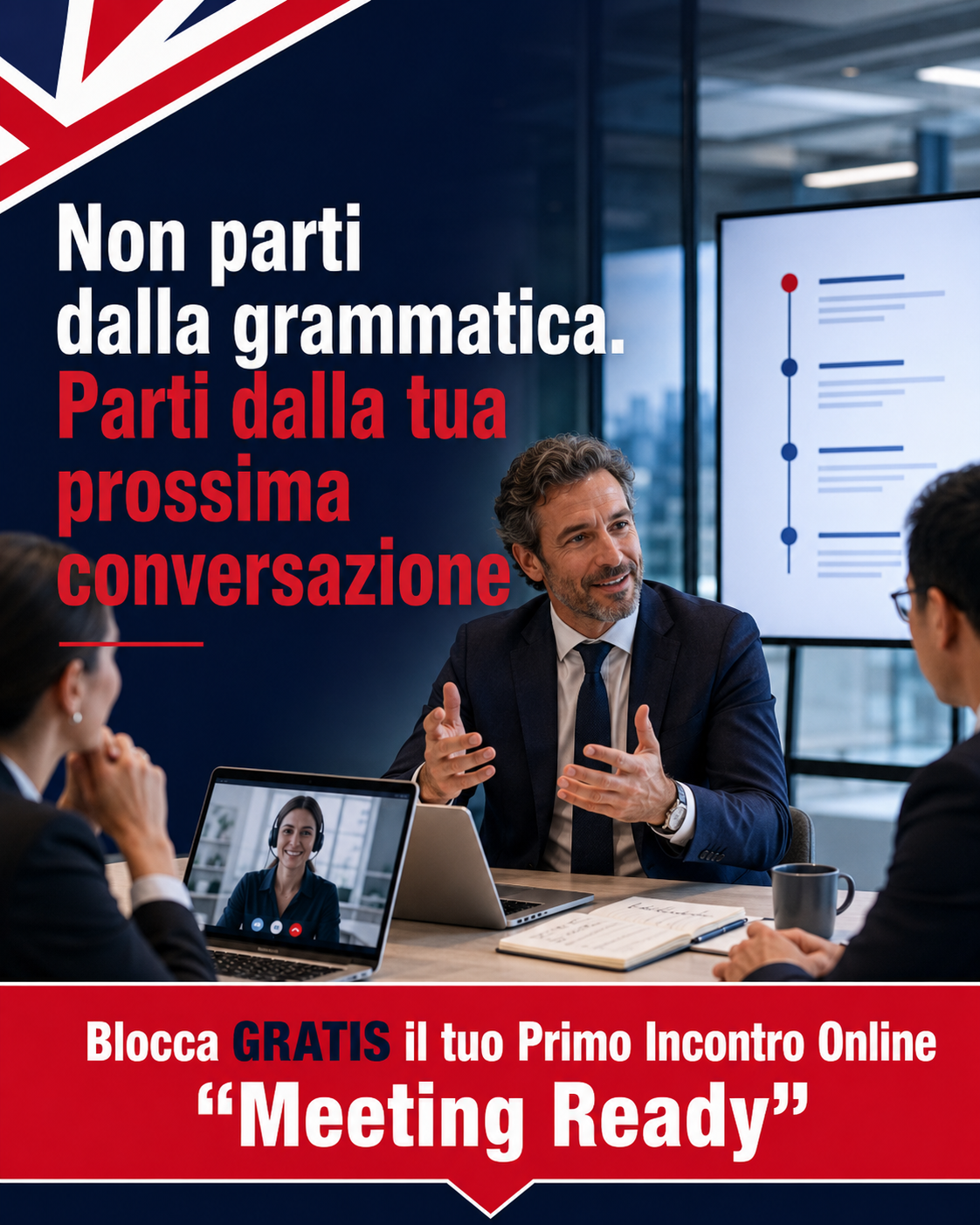 Alessio Panini - Language Coach Facebook ad: Prepara call, riunioni e trasferte in inglese anche senza…