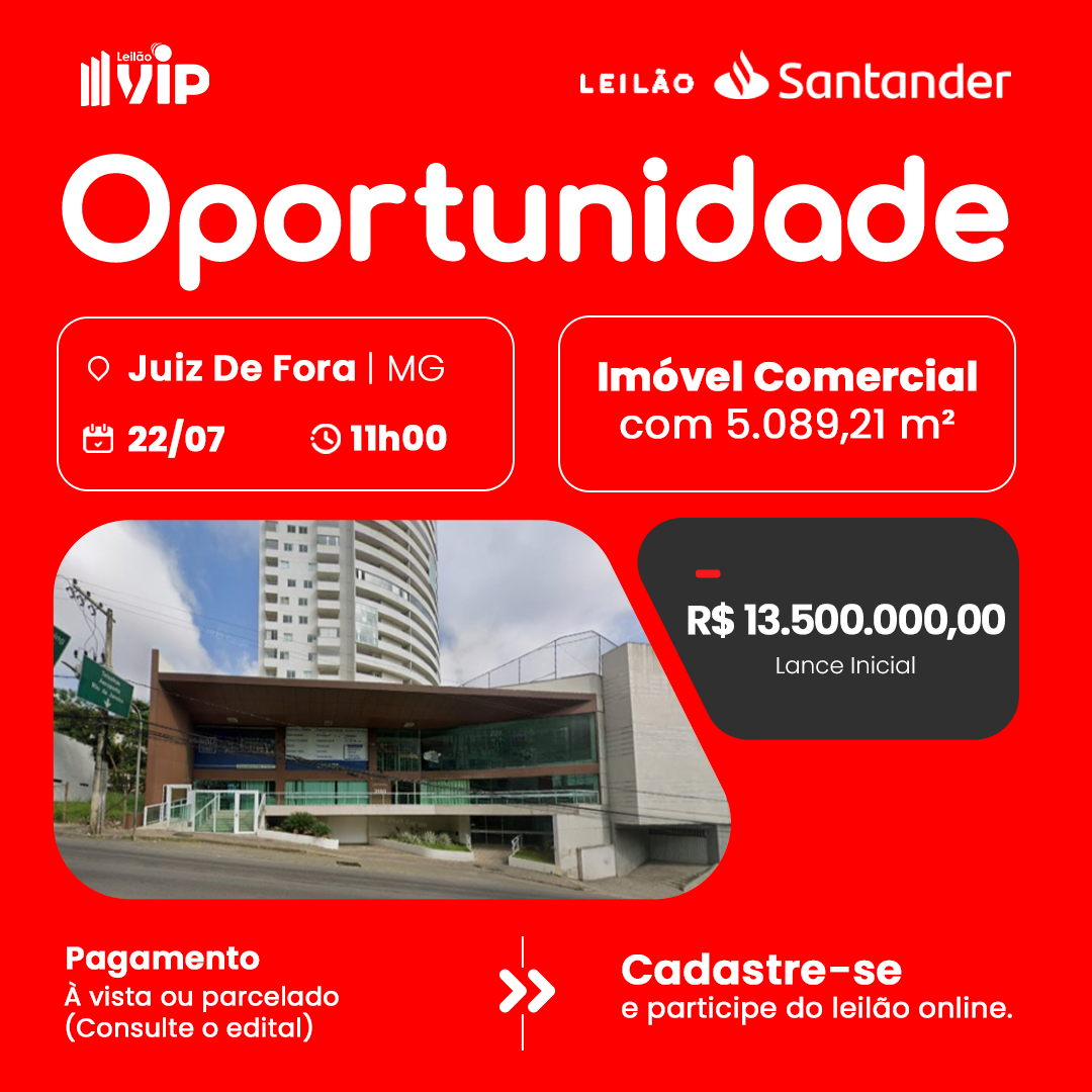 VIP Leilões Facebook ad: Leilão de Imóveis Santander