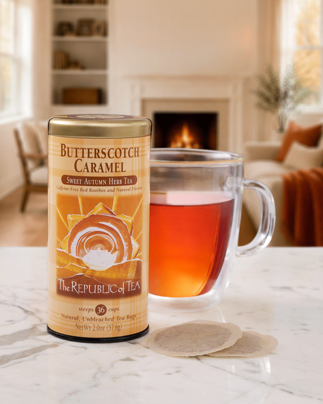 The Republic of Tea Facebook ad: A Cozy Caramel Latte