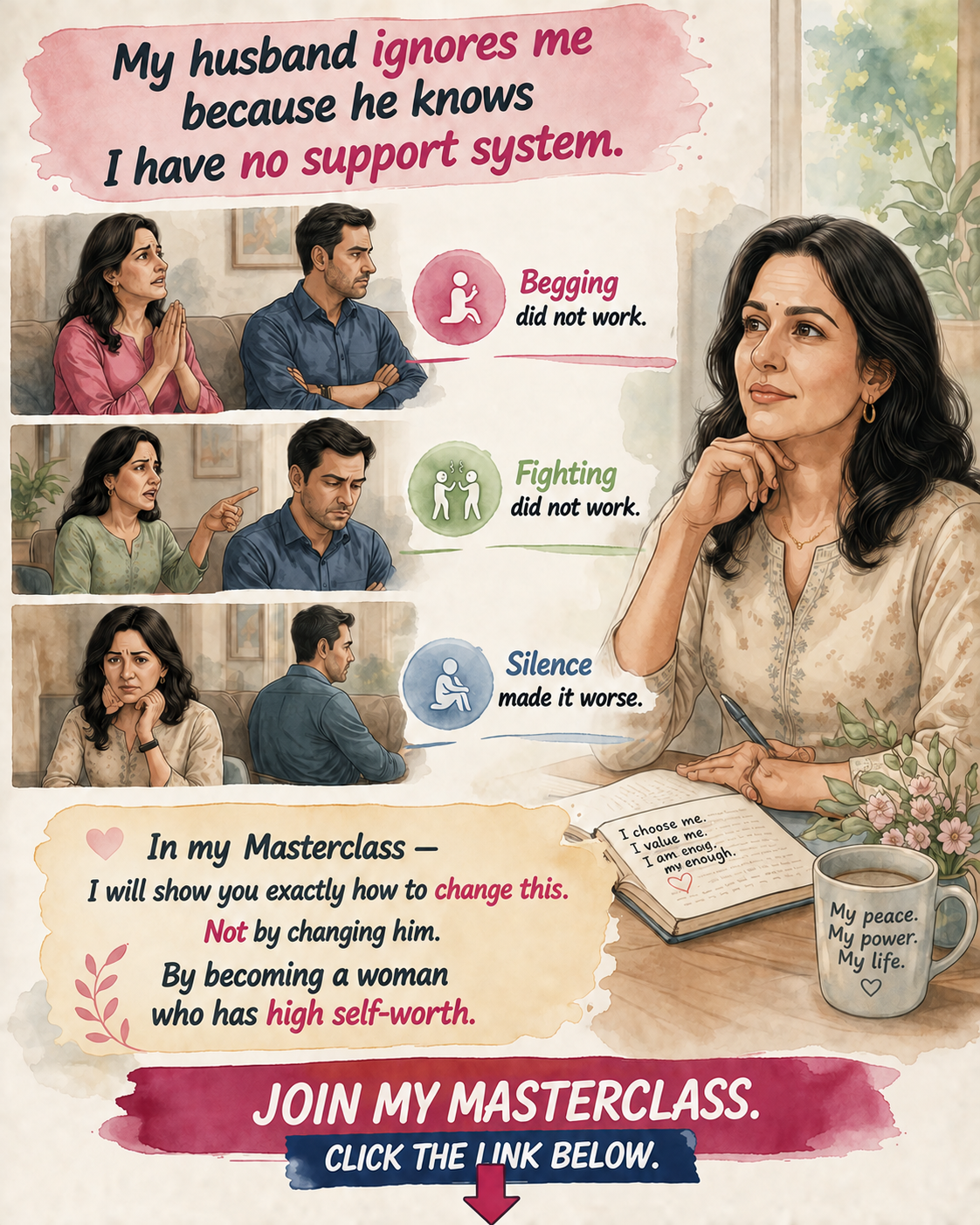 Shruti Chaudhary Facebook ad: Join Powerless to Powerfull Masterclass