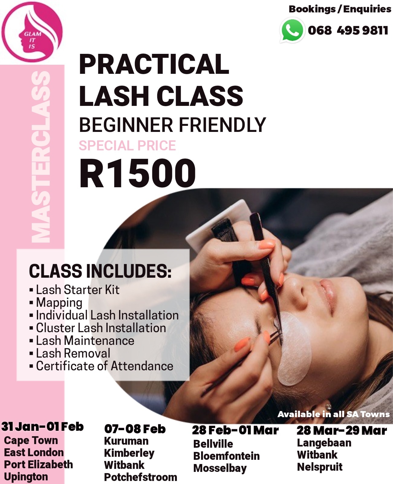 Glam It Is Facebook ad: 2026 Lash Training Schedule