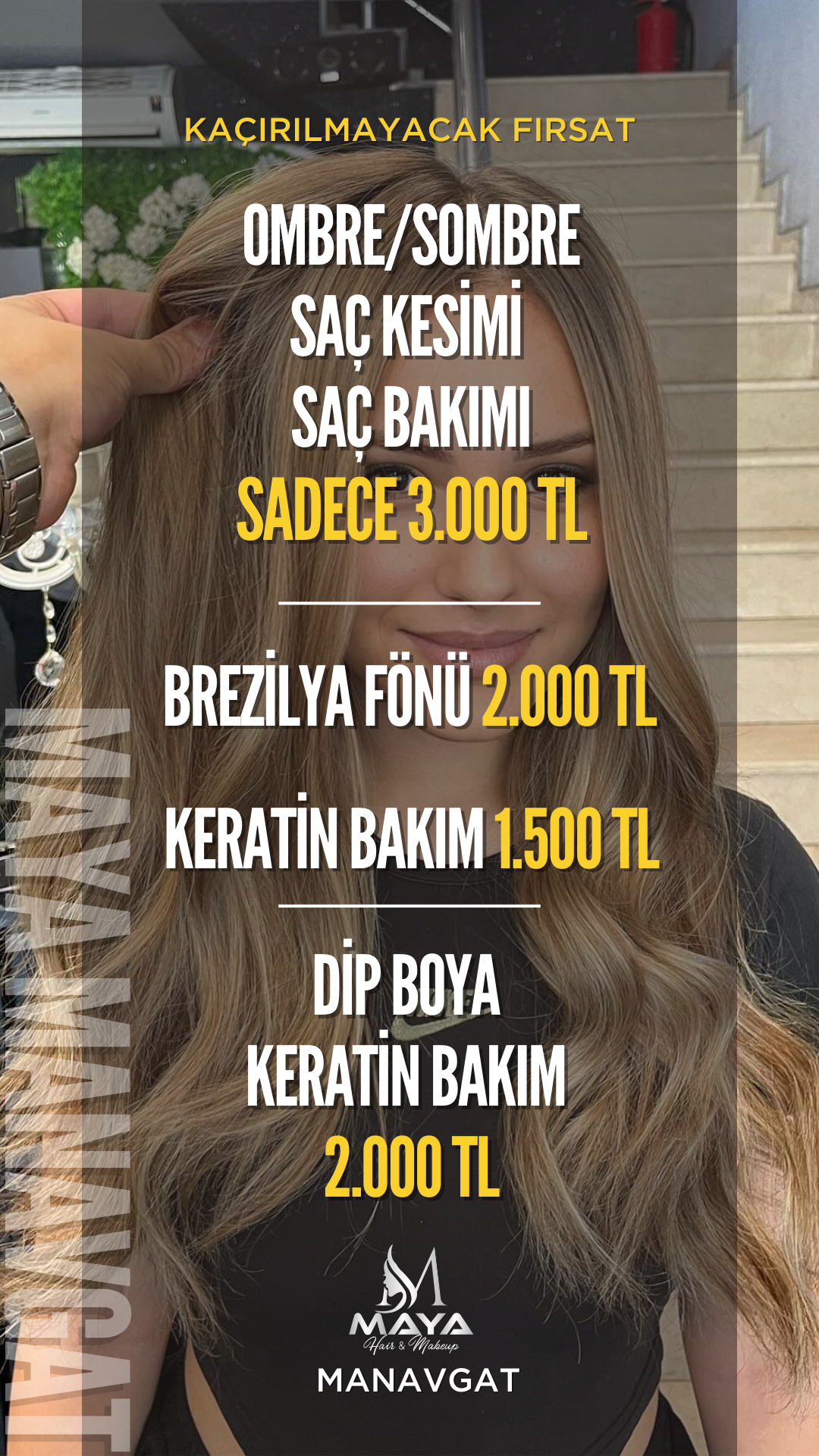 Maya Hair & Make Up Manavgat Facebook ad: Maya Manavgat' ta Size Özel Fiyatlar.