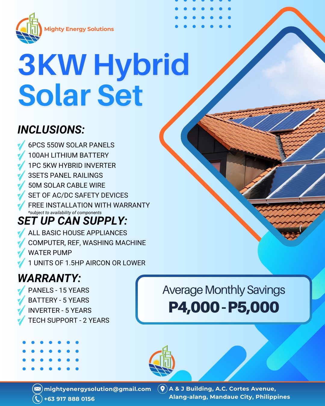 Mighty Energy Solutions Facebook ad: Power your home smarter with our 3KW Hybrid…