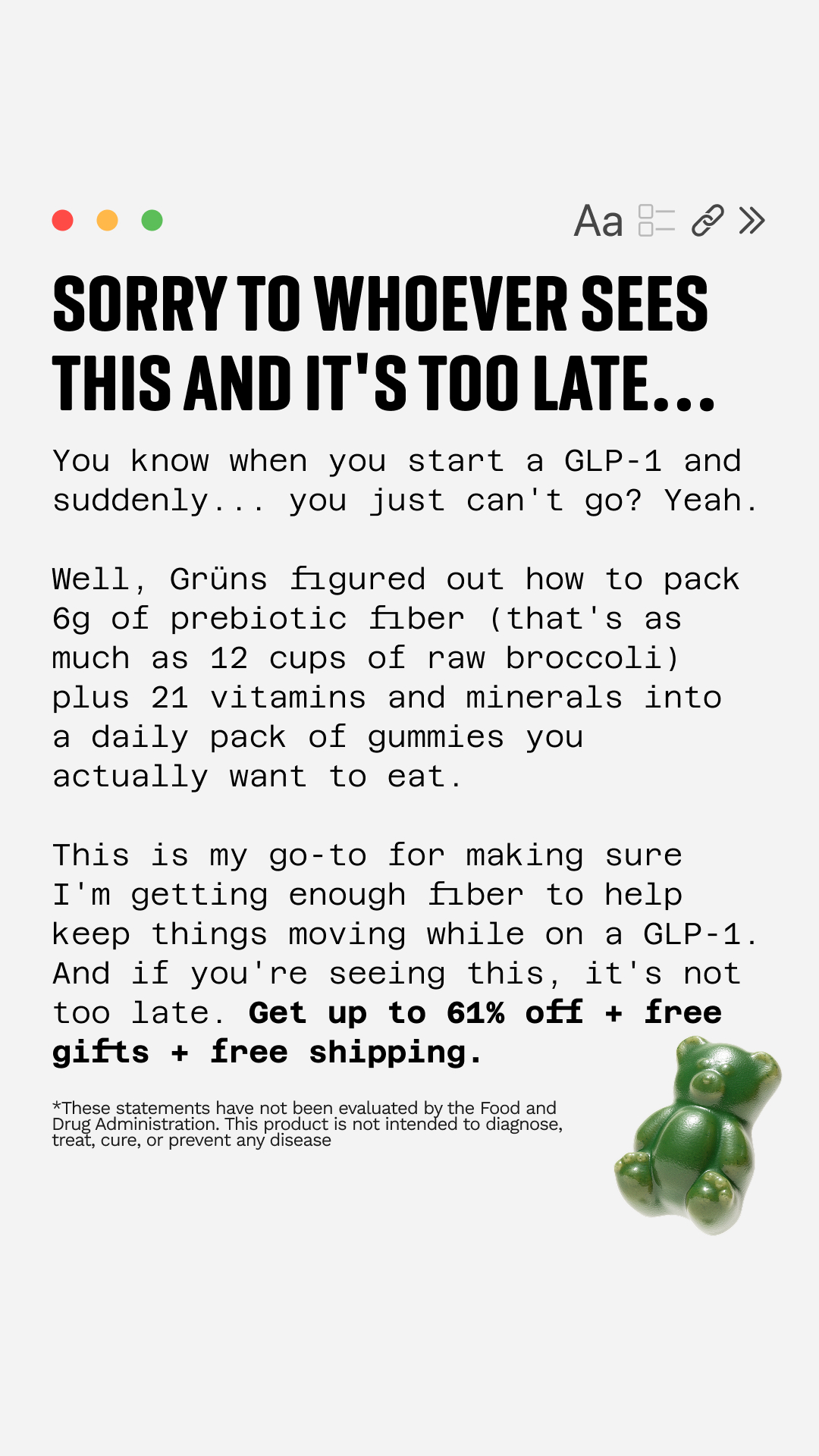 Grüns Facebook ad