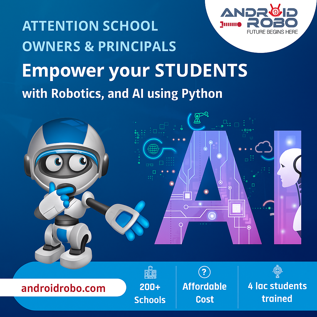Android Robo Facebook ad: Robotics and AI using Python at Schools