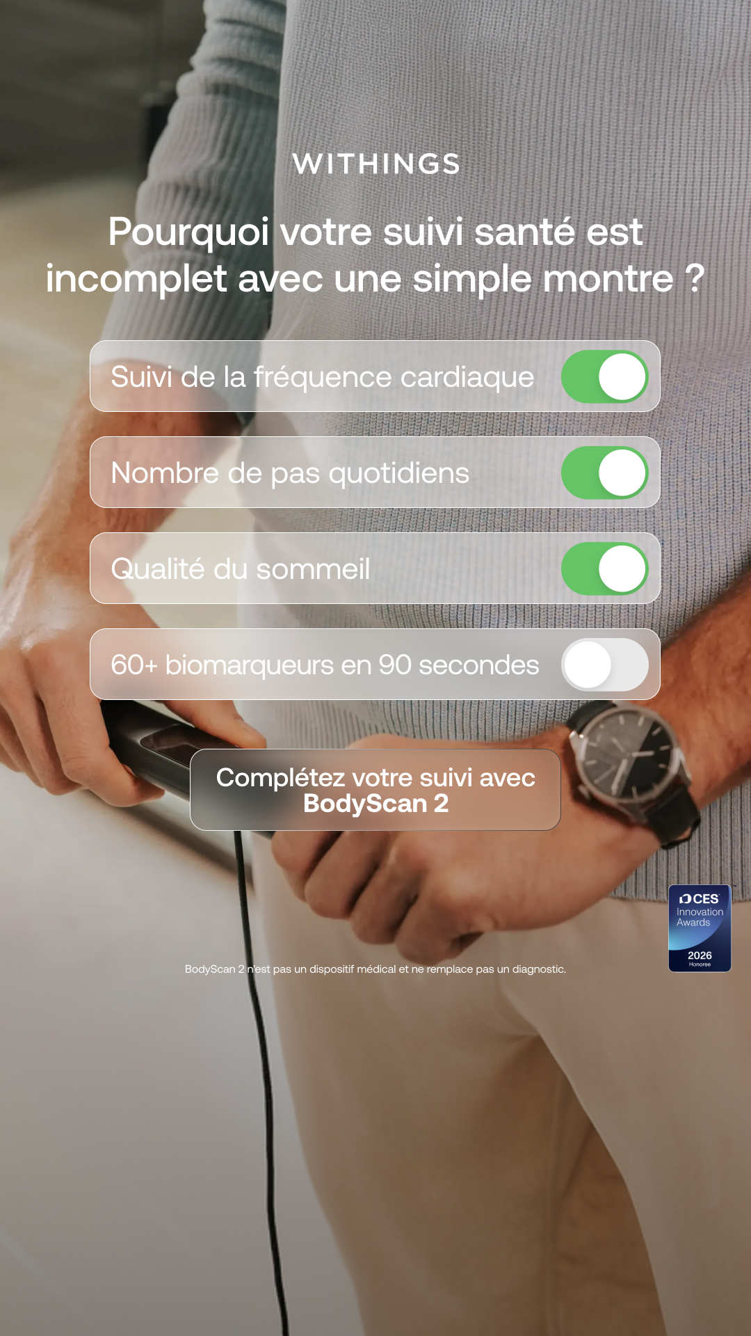 Withings Facebook ad: Votre santé, en 90 secondes.