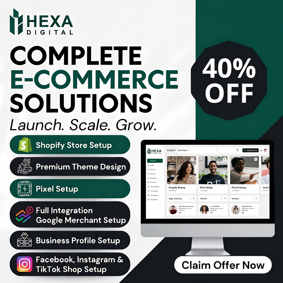 Hexa Digital Facebook ad: LAUNCH YOUR STORE TODAY