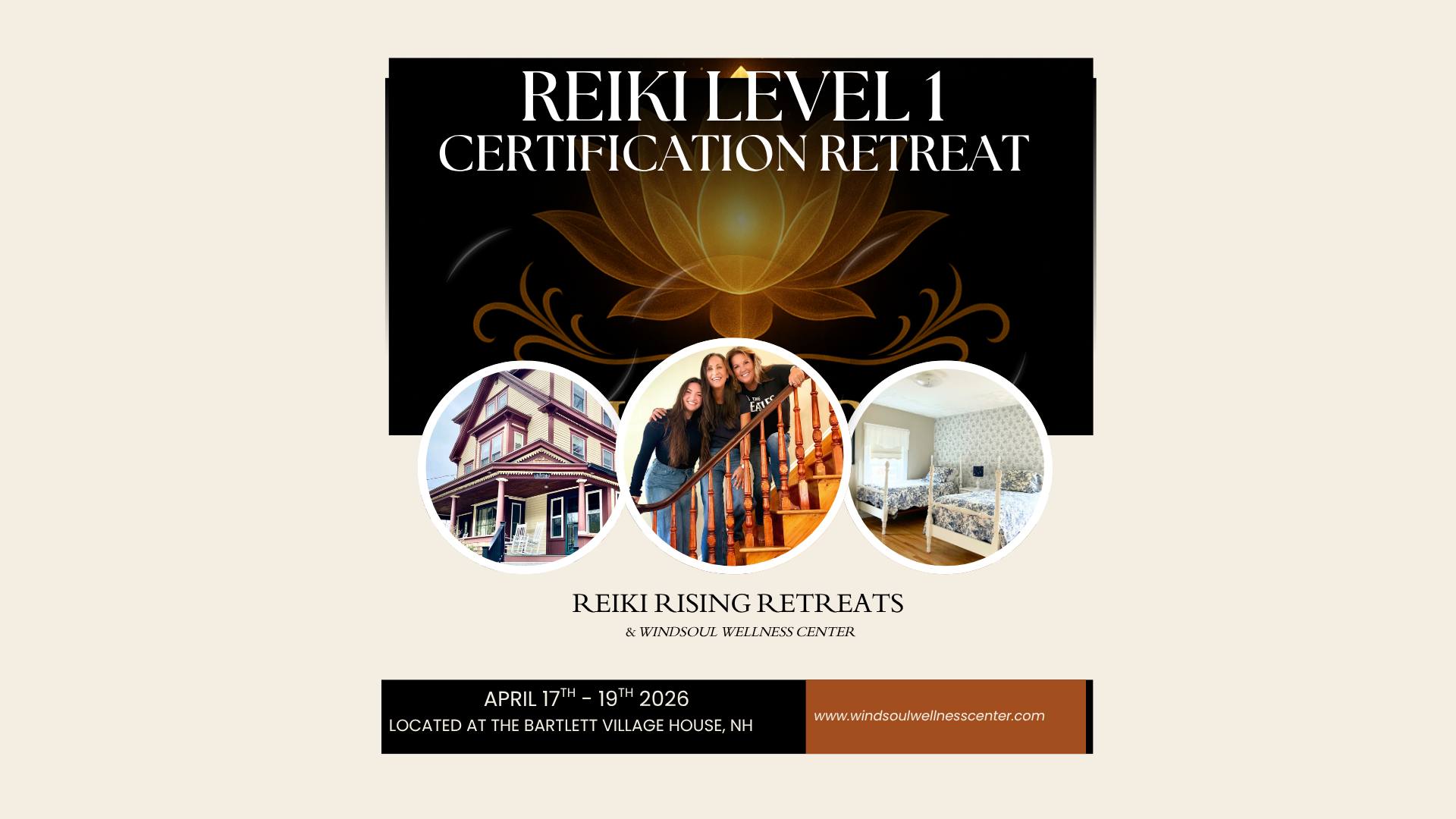 Windsoul Wellness Center Facebook ad: Reiki Rising Level 1 Spring Retreat