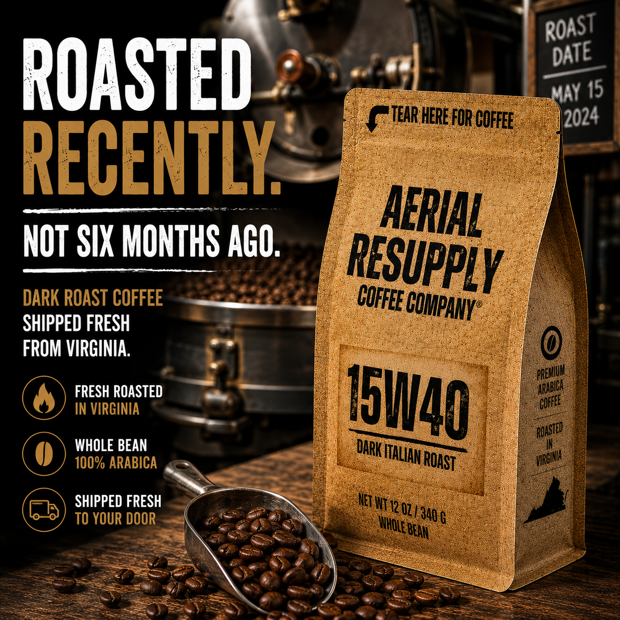 Aerial Resupply Coffee Facebook ad: We keep it simple.