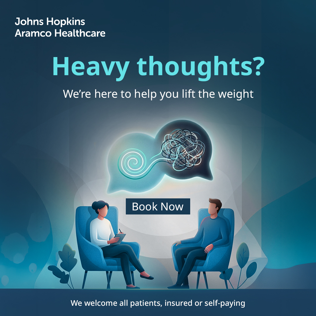 Johns Hopkins Aramco Healthcare Facebook ad: Mental health support is not limited to moments…